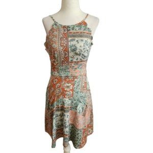 NEW Women's BCX Short Halter Sundress Scalloped Detailed Top Coral Medium NWT